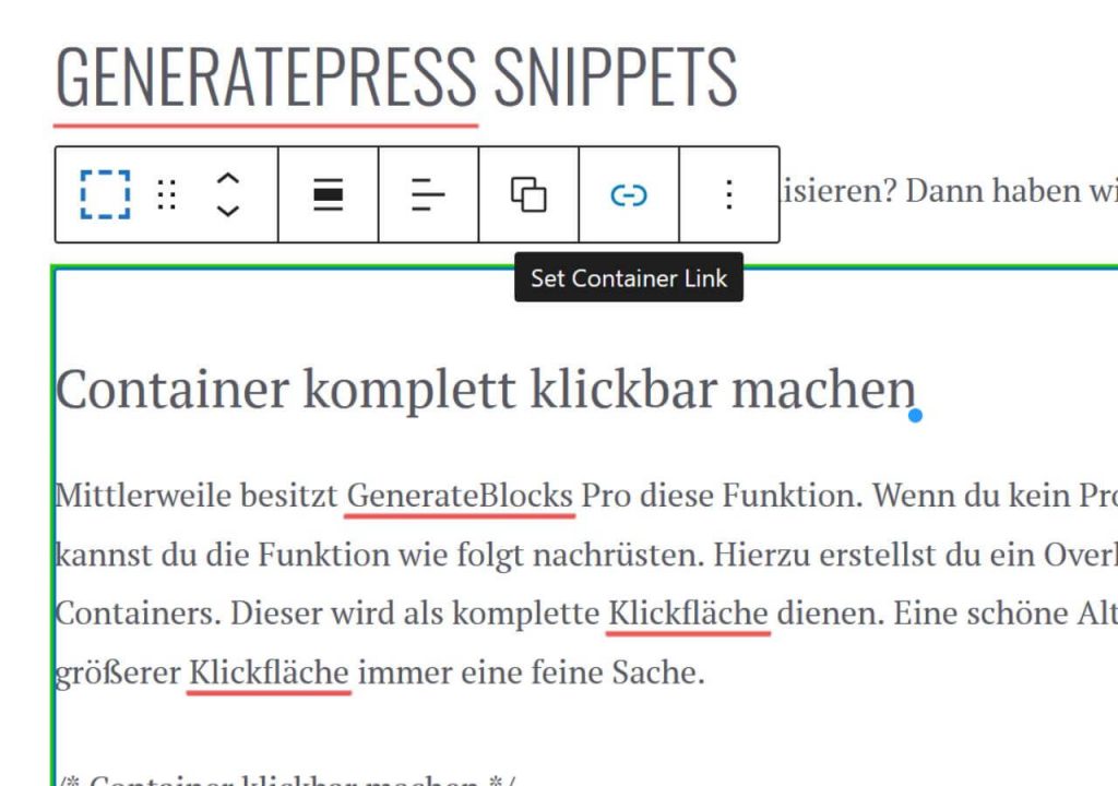 GeneratePress Code Snippets - deinWP.de